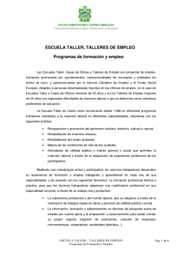 ESCUELA TALLER, TALLERES DE EMPLEO Programas de