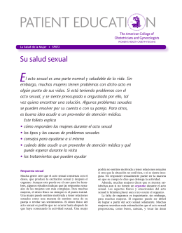 Patient Education Pamphlet, SP072, Su salud sexual