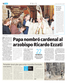 Papa nombró cardenal al arzobispo Ricardo Ezzati