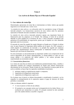 Tema 4 Los Activos de Renta Fija en el Mercado Español 1.