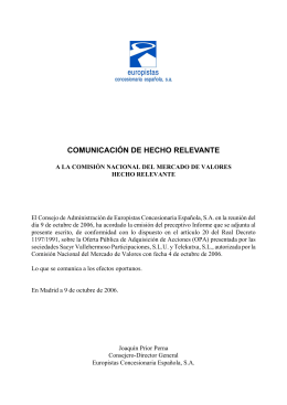COMUNICACIÓN DE HECHO RELEVANTE