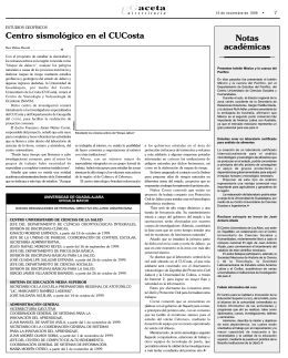 Notas académicas Centro sismológico en el CUCosta