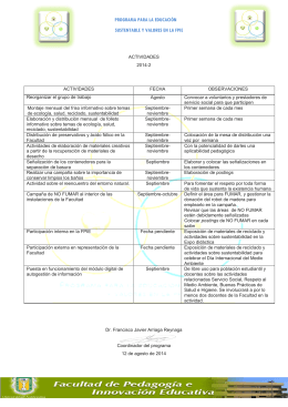 Plan de actividades 2014-2 - Facultad de Pedagogía e Innovación
