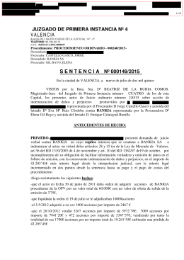 Sentencia Indemnización Acciones Bankia 149/2015