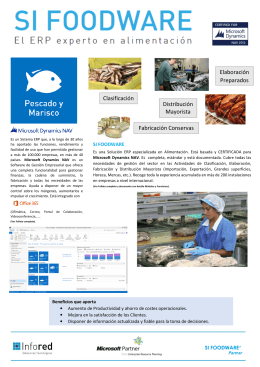 Hoja de Producto SI FOODWARE para el sector Pescado y Marisco