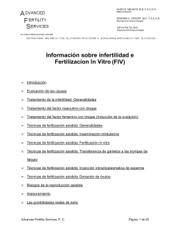 Información sobre infertilidad e Fertilizacion In Vitro(FIV)