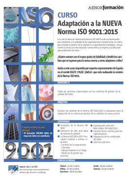 Adaptación a la NUEVA Norma ISO 9001:2015
