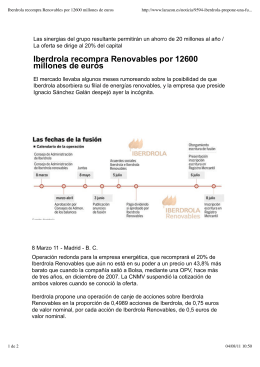 Iberdrola recompra Renovables por 12600 millones de euros