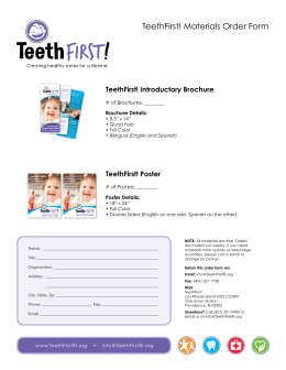 TeethFirst! Materials Order Form