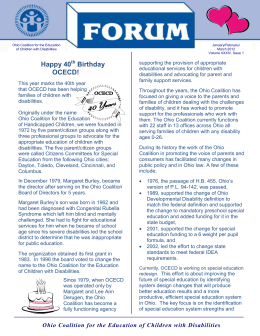 Happy 40 Birthday OCECD! - Ohio Coalition for the Education of