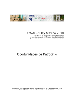 OWASP Day México 2010 Oportunidades de Patrocinio