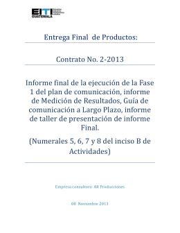 Entrega Final de Productos: Contrato No. 2-2013 Informe final