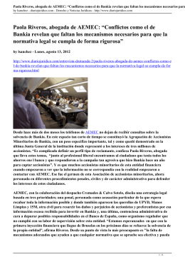 Paola Riveros, abogada de AEMEC: “Conflictos como el de Bankia