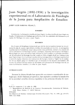 Juan Negrín (1 892- 1956) y la investigación experimental en