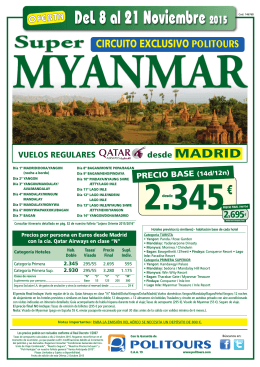Super MYANMAR Salida 8 de Noviembre o.