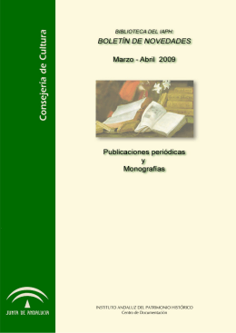 BIBLIOTECA DEL IAPH: Novedades marzo-abril, 2009