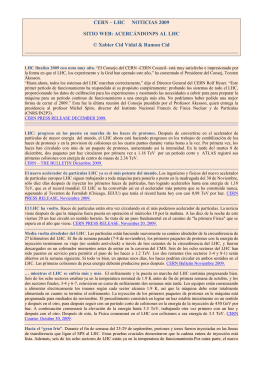 CERN – LHC NOTICIAS 2009 SITIO WEB: ACERCÁNDONPS AL