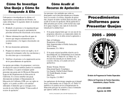 Procedimientos Uniformes para Presentar Quejas 2005 – 2006