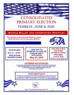 CONSOLIDATED CONSOLIDATED PRIMARY ELECTION