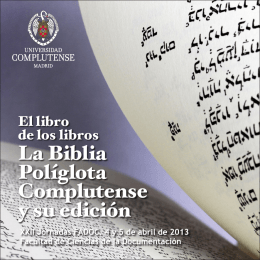 La Biblia Políglota Complutense y su edición