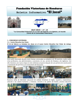 Fundación Viatoriana de Honduras Boletín Informativo “El Jacal”