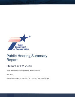 Public Hearing Summary - the Texas Department of Transportation