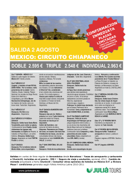 MEXICO: CIRCUITO CHIAPANECO SALIDA 2 AGOSTO