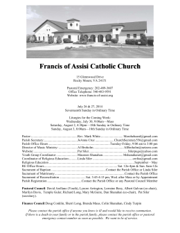 July 26-27, 2014 - Francis of Assisi Catholic Church
