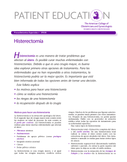 Patient Education Pamphlet, SP008, Histerectomia