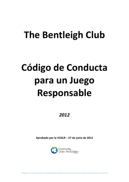The Bentleigh Club Código de Conducta para un Juego Responsable