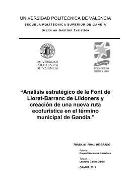 “Análisis estratégico de la Font de Lloret-Barranc de