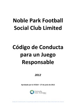 Noble Park Football Social Club Limited Código de Conducta para