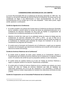 Español/Espagnol/Spanish Abril 2012 CONSIDERACIONES