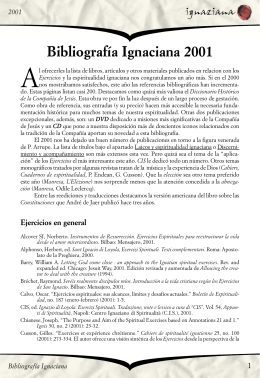 Bibliografía Ignaciana 2001