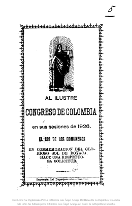 Al ilustre Congreso de Colombia en sus sesiones de 1926 : en