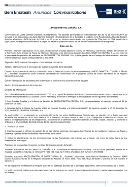 ARCELORMITTAL ESPAÑA, S.A. Convocatoria de Junta General