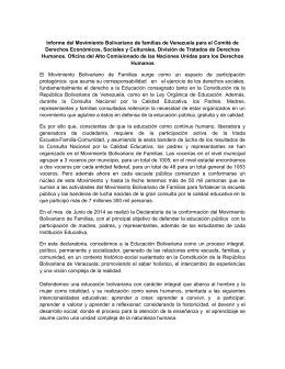 Informe del Movimiento Bolivariano de familias de Venezuela para
