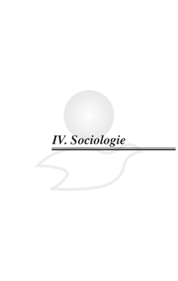 IV. Sociologie