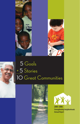 5 Goals + 5 Stories 10 Great Communities