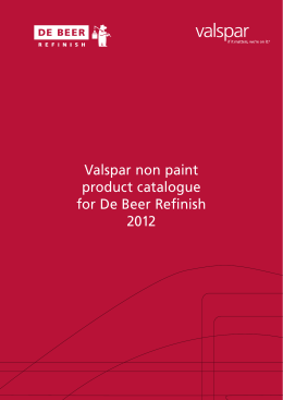 Valspar non paint product catalogue for De Beer Refinish 2012