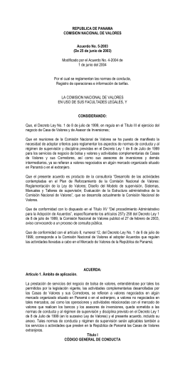 Acuerdo 05-2003 - eRegulations Panamá