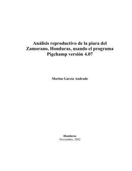 Analisis reproductivo de la piara del Zamorano, Honduras, usando