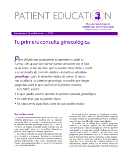 Patient Education Pamphlet, SP150, Tu primera consulta ginecológica