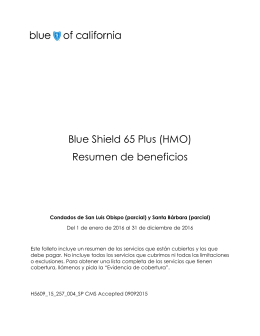 Blue Shield 65 Plus (HMO) Resumen de beneficios