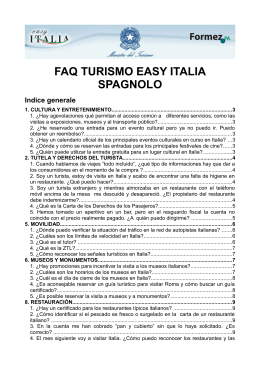 FAQ TURISMO EASY ITALIA SPAGNOLO Indice generale
