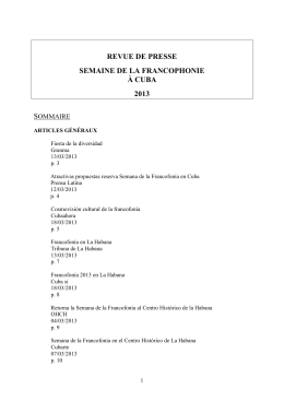 Revue de presse - Semaine de la Francophonie 2013