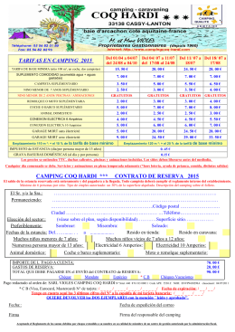 tarifa y formulario de reserva camping