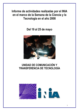 Informe de actividades realizadas por el INIA en el marco de la