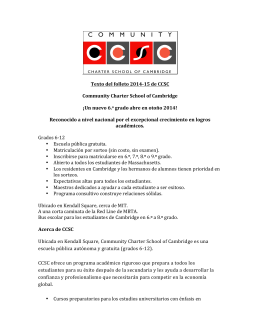 Texto del folleto 2014-‐15 de CCSC Community Charter School of Ca