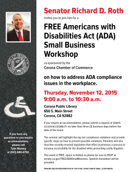 FREE Americans with Disabilities Act (ADA) Small Business Workshop